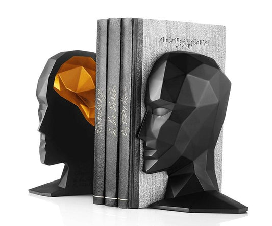 "Knowledge in the Brain" Human Head Bookends